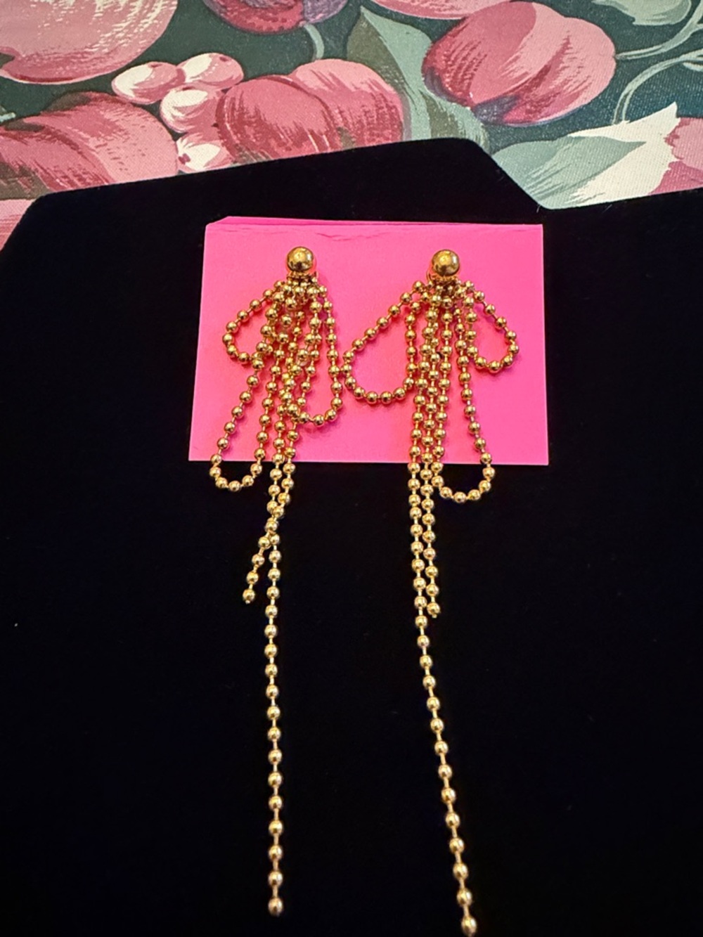 Gold Dangle Bow Chain Ball Earrings Women Jewelry